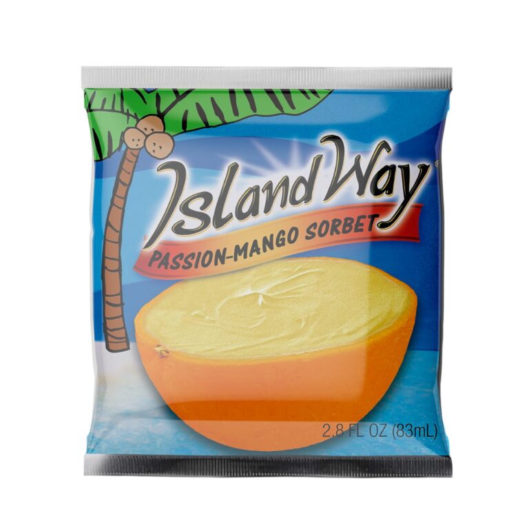 Emballage du sorbet Passion Mango Island Way – coque naturelle de citron
