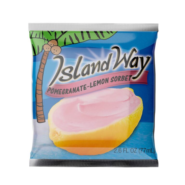 Emballage du sorbet Pomegranate Lemon Island Way – dessert glacé naturel