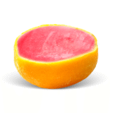 Sorbet Ruby Berry Island Way servi dans une coque d’orange naturelle